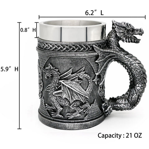 Alikiki large-capacity 21oz mug for coffee or beer without refills