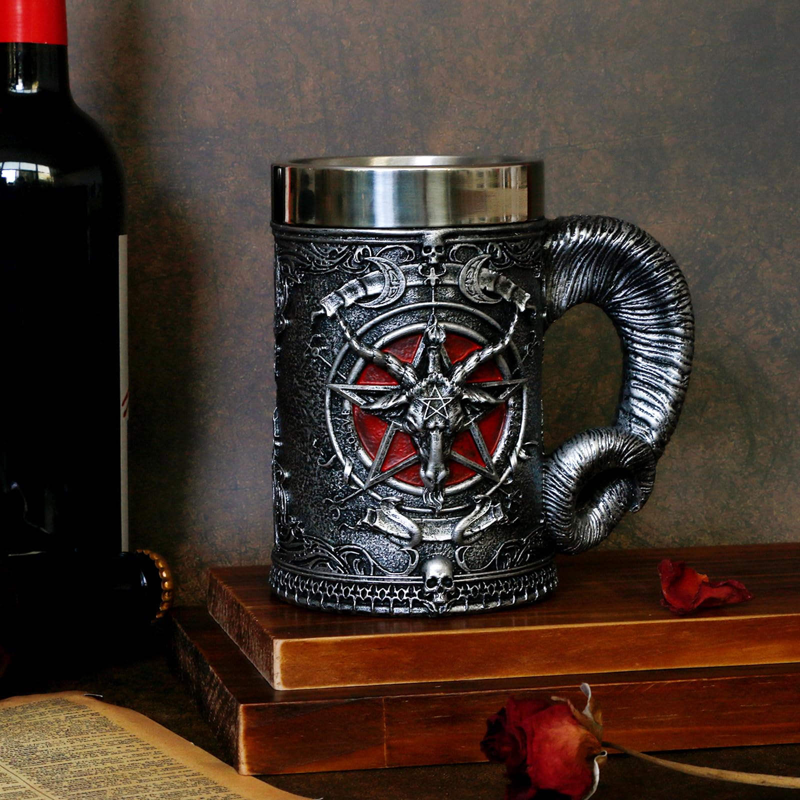 alikiki Medieval Baphomet Head Mug—ideal prop for gaming nights and themed parties.