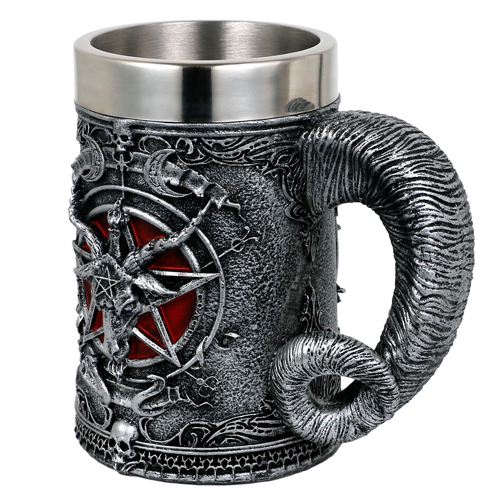 alikiki Medieval Baphomet Head Mug—rim detail for comfortable sipping.