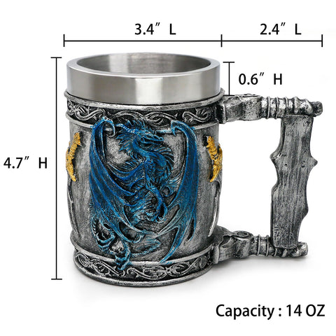 alikiki Medieval Blue Dragon Mug hand-painted finish adds collector appeal