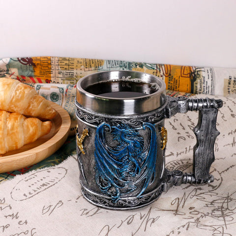 alikiki Medieval Blue Dragon Mug handle detail for easy grip