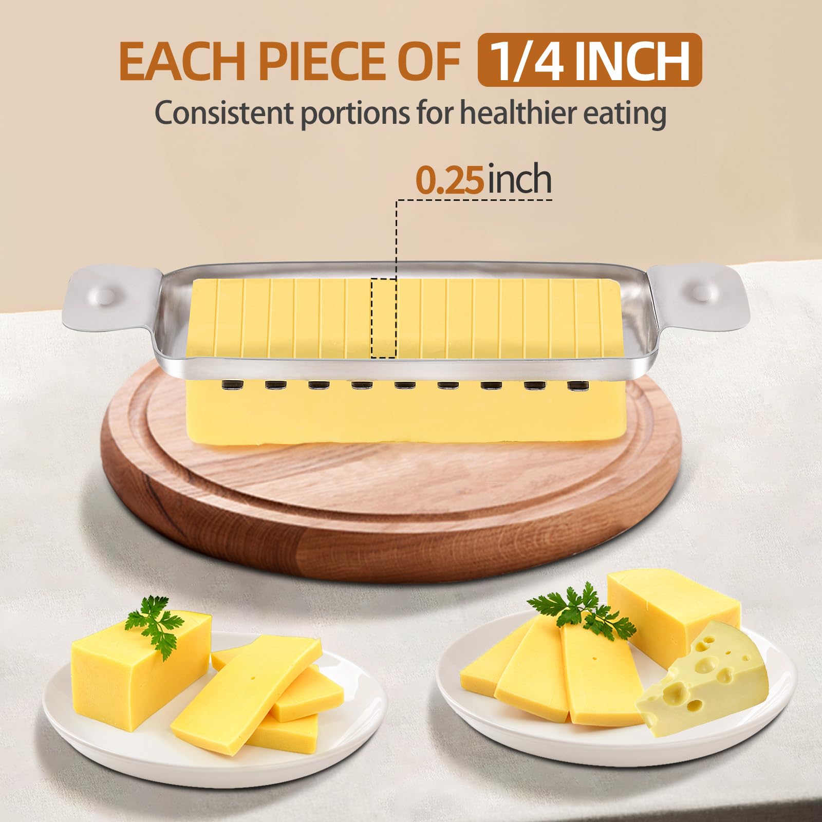 ALIKITCN butter slicer in stainless steel resists rust for daily use.