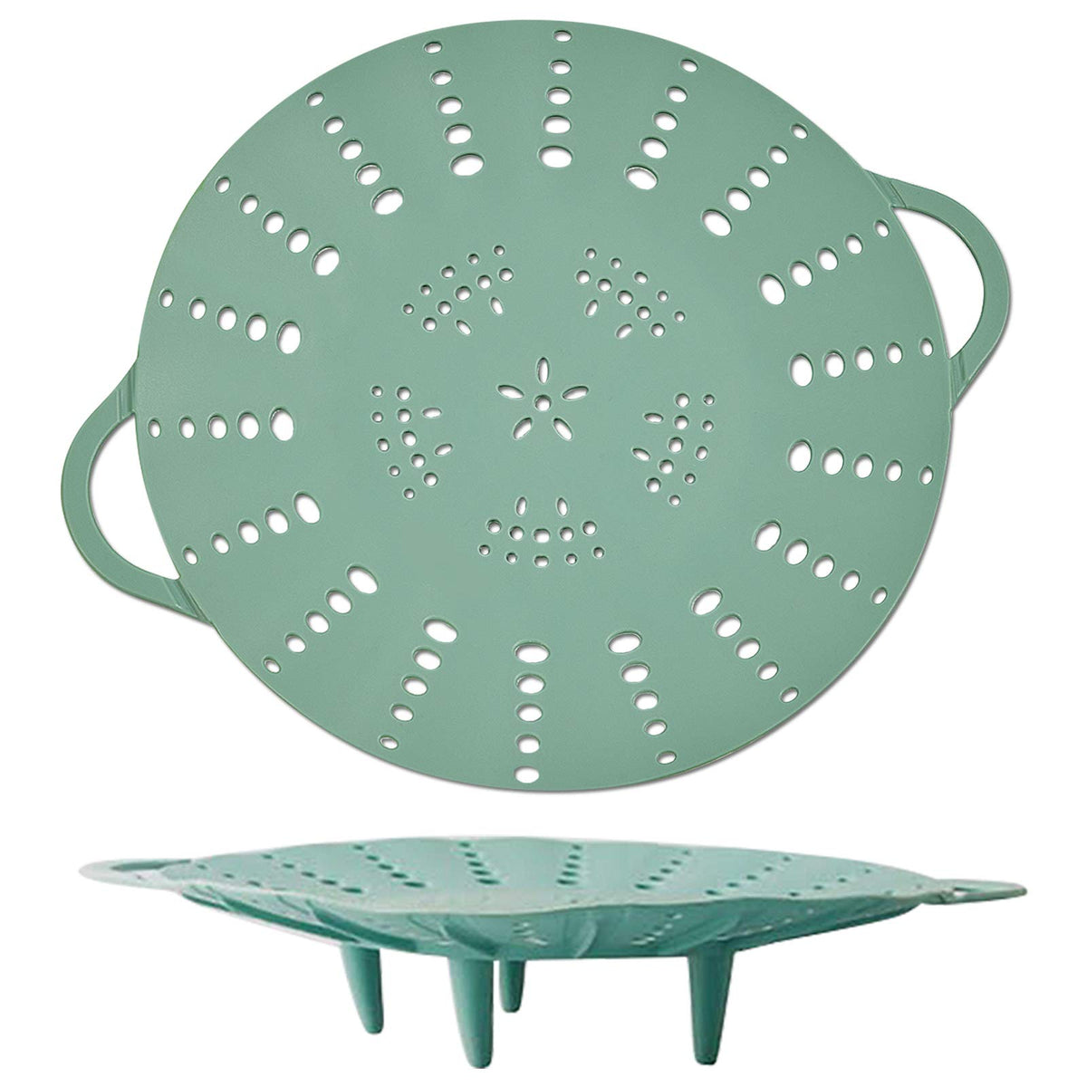 Alimat PluS silicone steamer basket with strong handles for easy lifting and serving