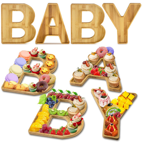 Alimtee baby shower board close-up showing smooth wood grain and decorative letters for stylish party displays.