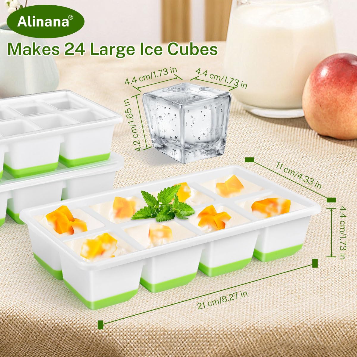 Alinana large 8-cube tray ideal for slow-melting ice in drinks