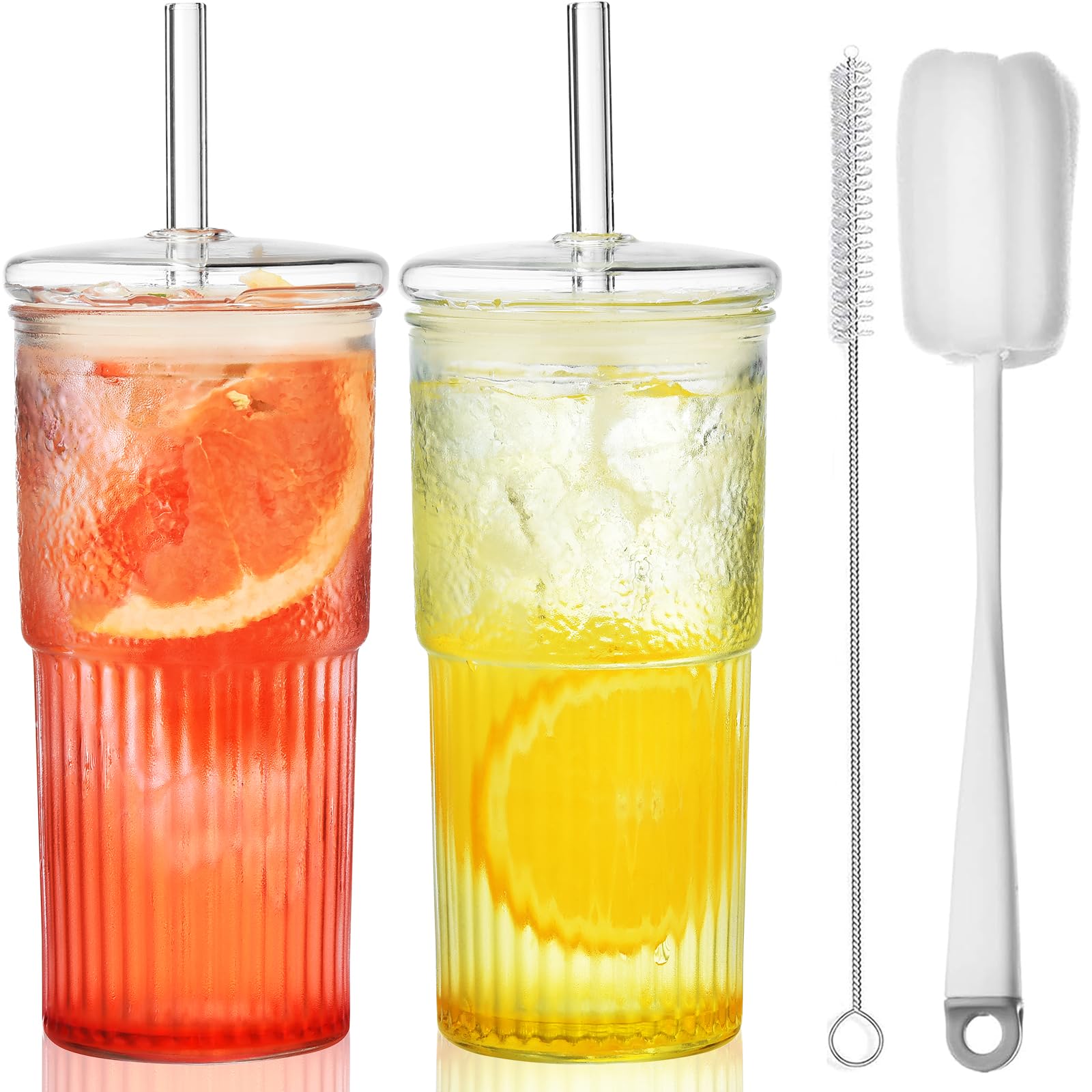 ALINK 22oz glass tumbler with lid and straw for secure, spill-safe cold drinks.