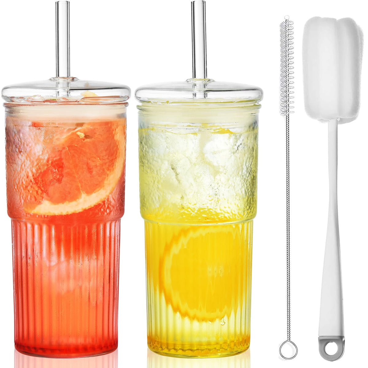 ALINK 22oz glass tumbler with lid and straw for secure, spill-safe cold drinks.