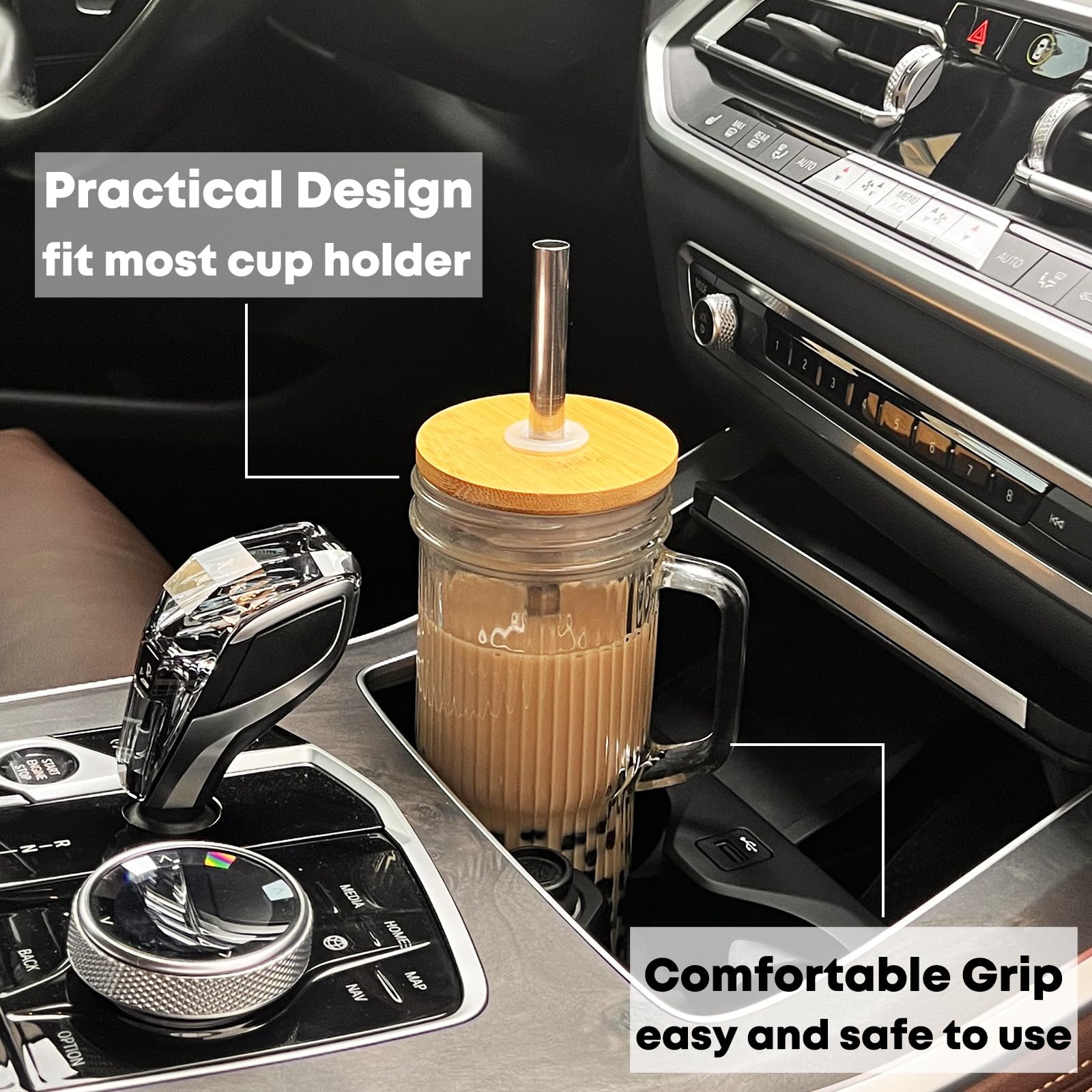 ALINK bamboo lid and straw set for convenient beverage sealing.
