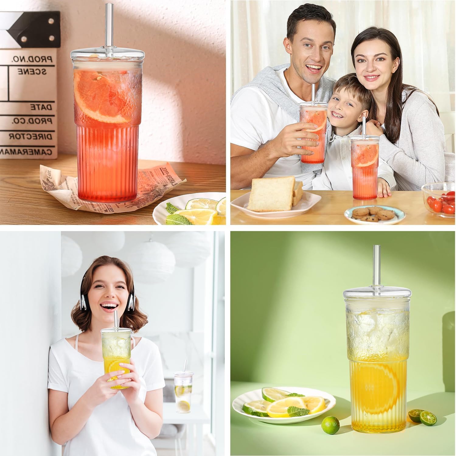 ALINK glass lid and straw set helps preserve flavor and reduce plastic contact.
