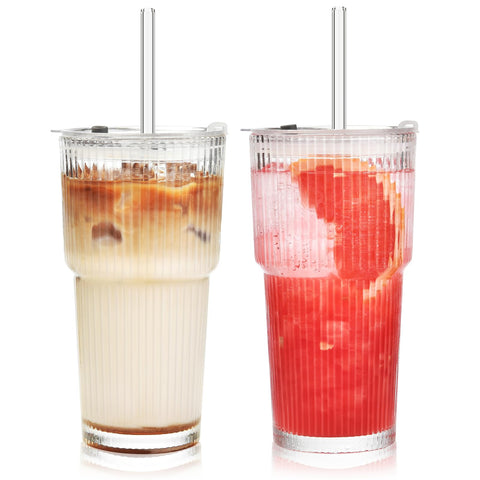 ALINK ribbed glass tumbler close-up showing durable thick glass for daily use