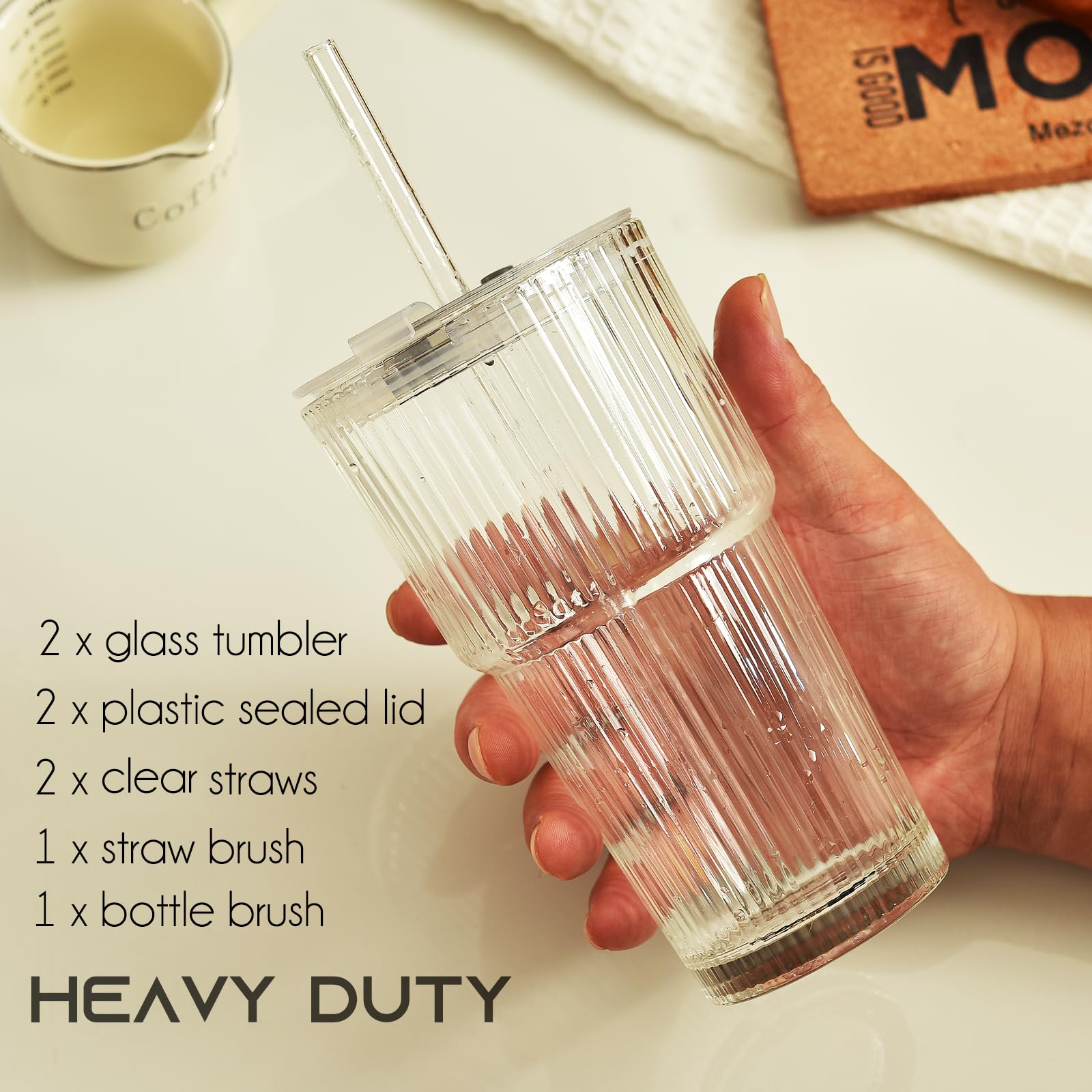 ALINK ribbed glass tumbler pack for cocktails and juices