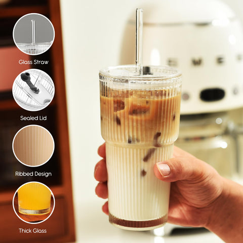 ALINK ribbed tumbler in car cup holder for on-the-go coffee