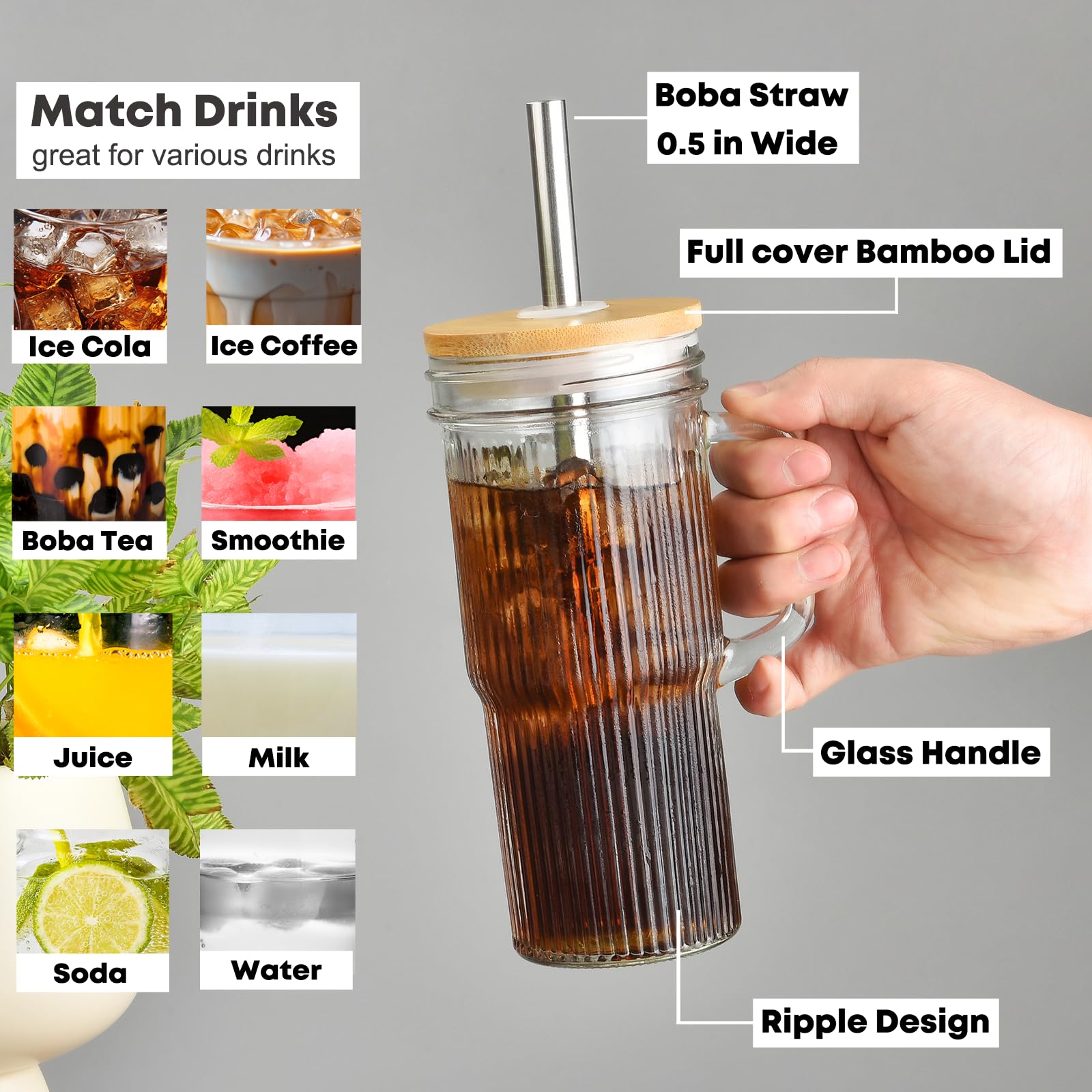 ALINK wide-mouth glass allows easy filling and cleaning.