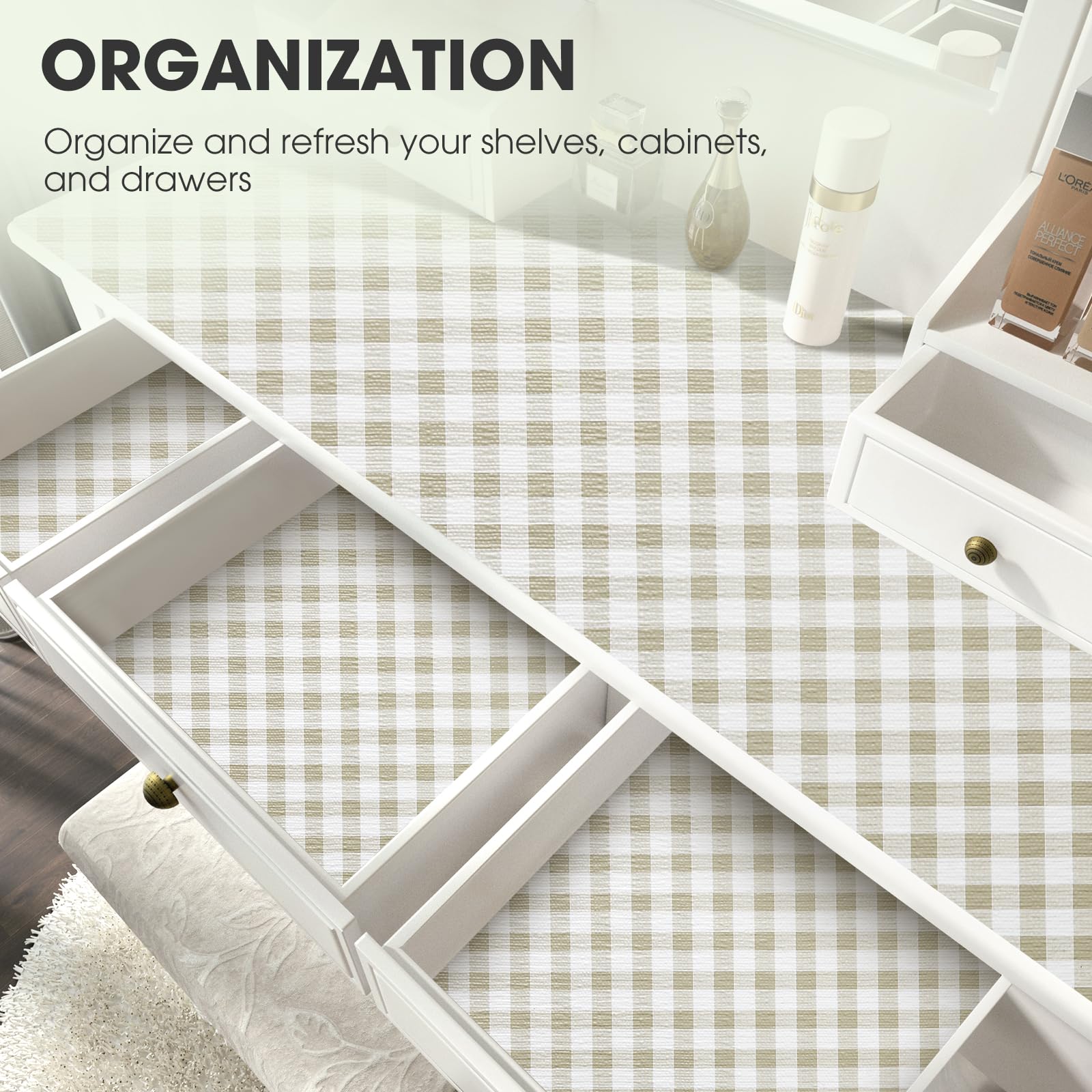 ALIUNI kitchen cabinet liner easy to cut and customize for tight spaces