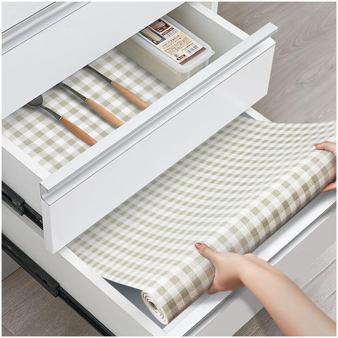 ALIUNI drawer liner yellow plaid for non-slip grip in cabinets and drawers