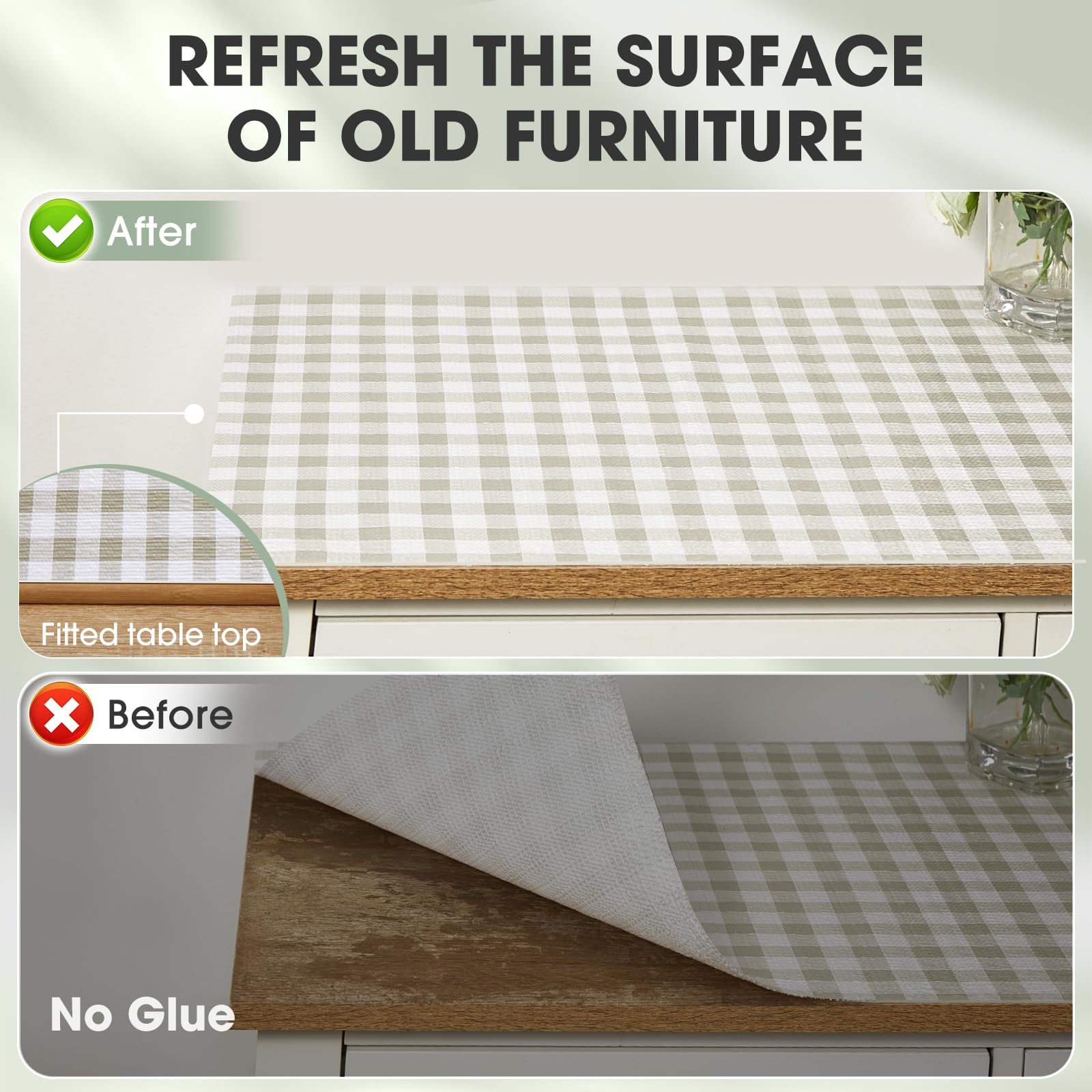 ALIUNI yellow plaid liner adds decorative touch while protecting shelves
