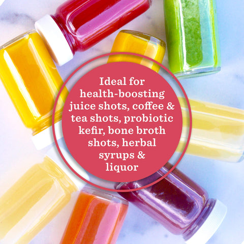 All About Juicing clear glass bottle 2oz shows contents clearly and cleanly.