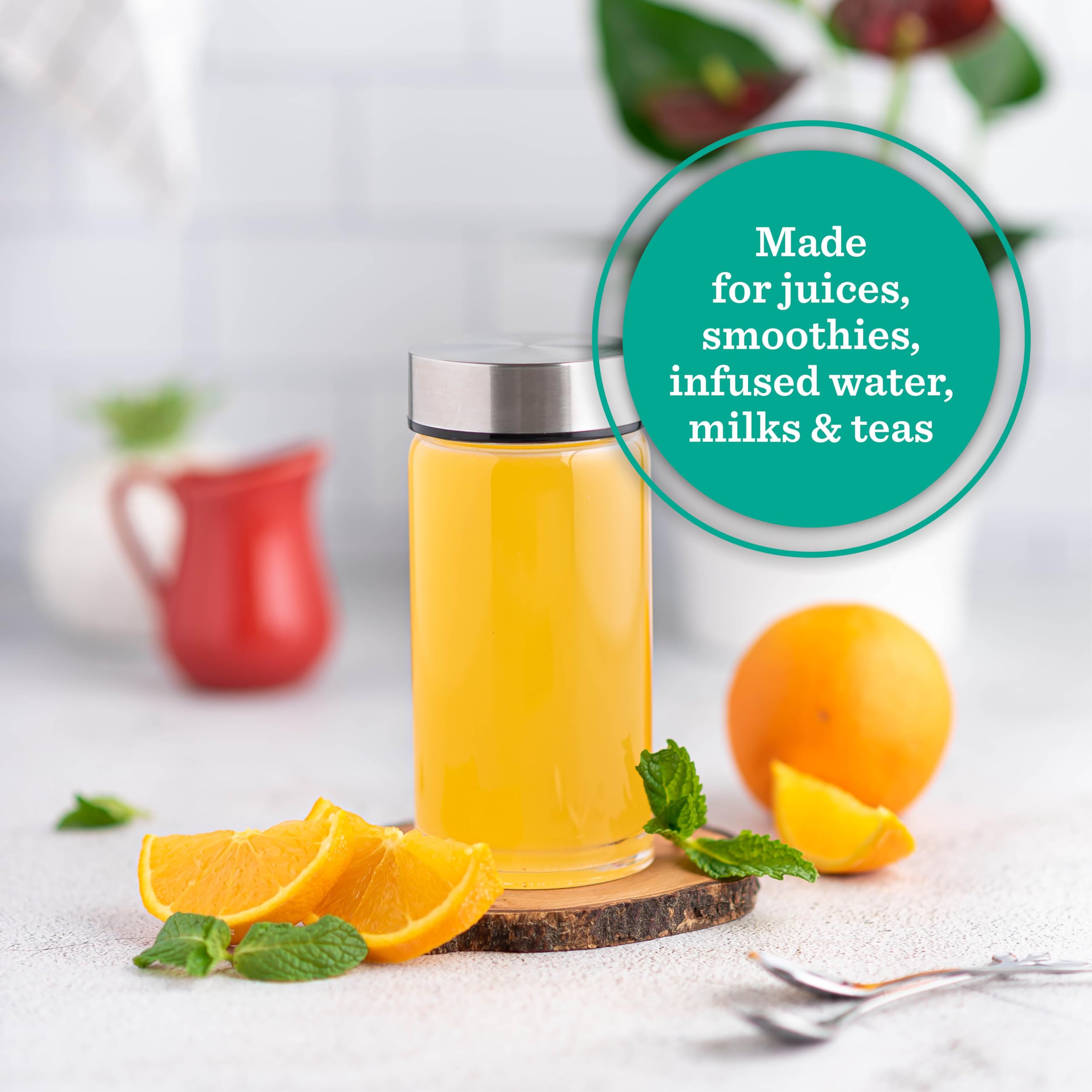 All About Juicing wide-mouth bottle ideal for ice cubes and shake-ready mixing