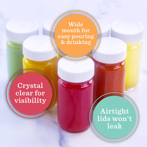 All About Juicing wide mouth bottle enables easy filling and cleaning.