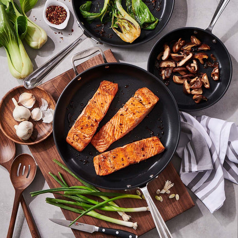 All-Clad Black nonstick 12-inch skillet 1034 showcases even heat for searing and sautéing