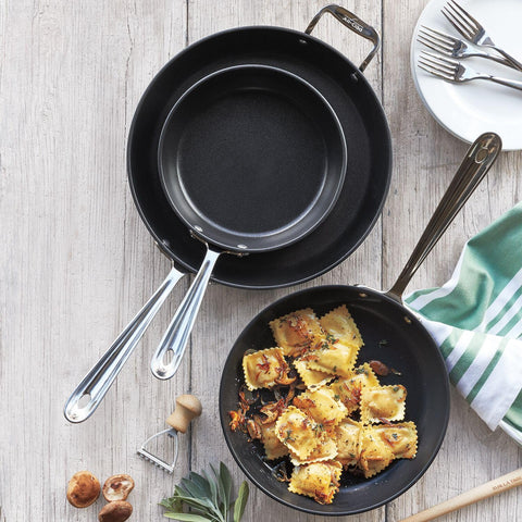 All-Clad ergonomic handle offers comfortable grip during long sauté sessions