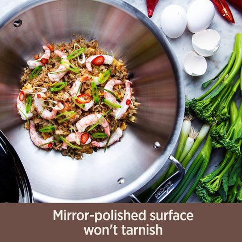 Polished stainless surface minimizes sticking and eases cleanup