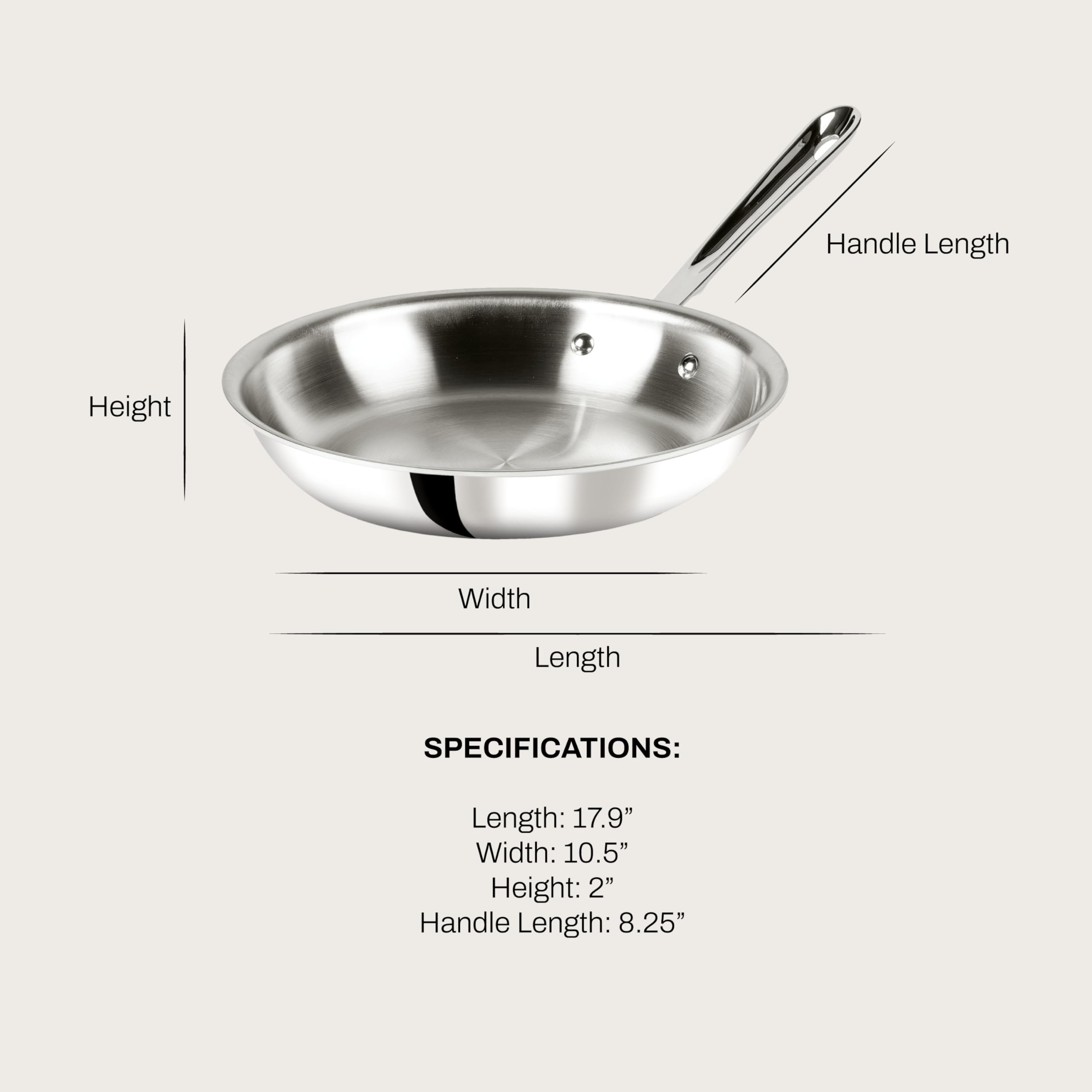 All-Clad D3 10-inch frying pan top view, even heat distribution for quick meals.