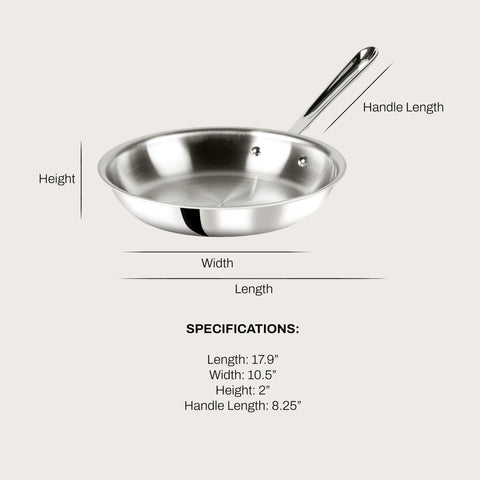 All-Clad D3 10-inch frying pan top view, even heat distribution for quick meals.