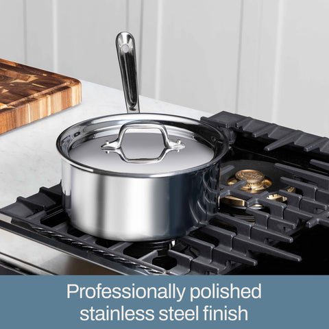 All-Clad D3 2-qt lid closeup emphasizes moisture retention with secure seal.
