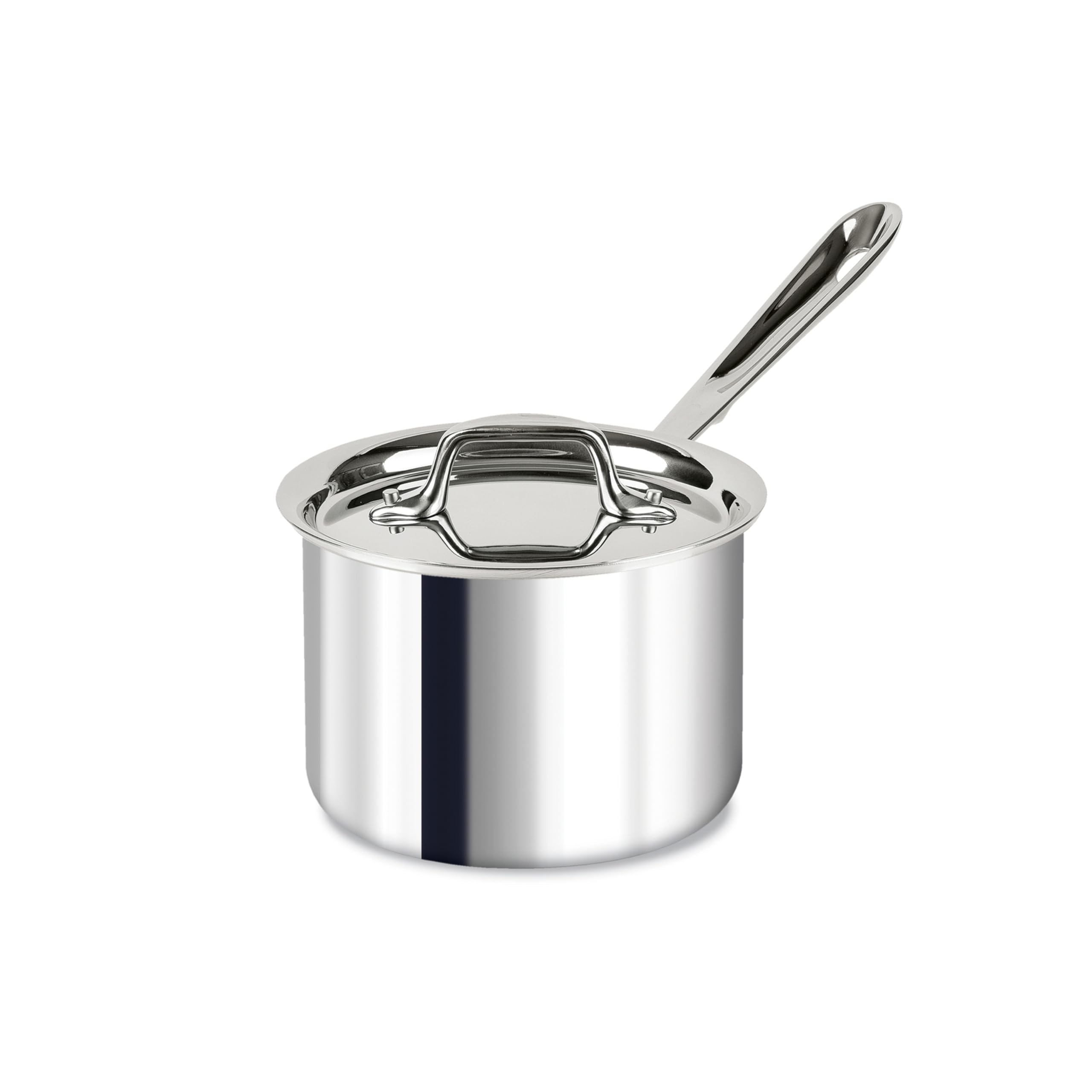All-Clad D3 2-qt sauce pan with lid for even heat and smooth sauces.