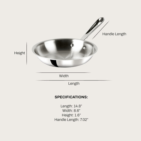 All-Clad D3 8-inch fry pan handle close-up shows comfortable grip