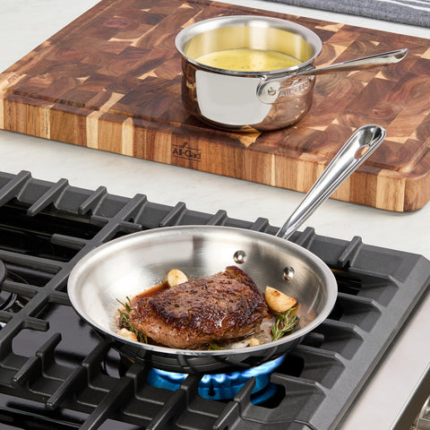 All-Clad D3 8-inch fry pan in oven-safe setup up to 600F