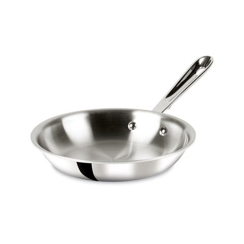 All-Clad D3 8-inch fry pan top view highlights even heat for searing