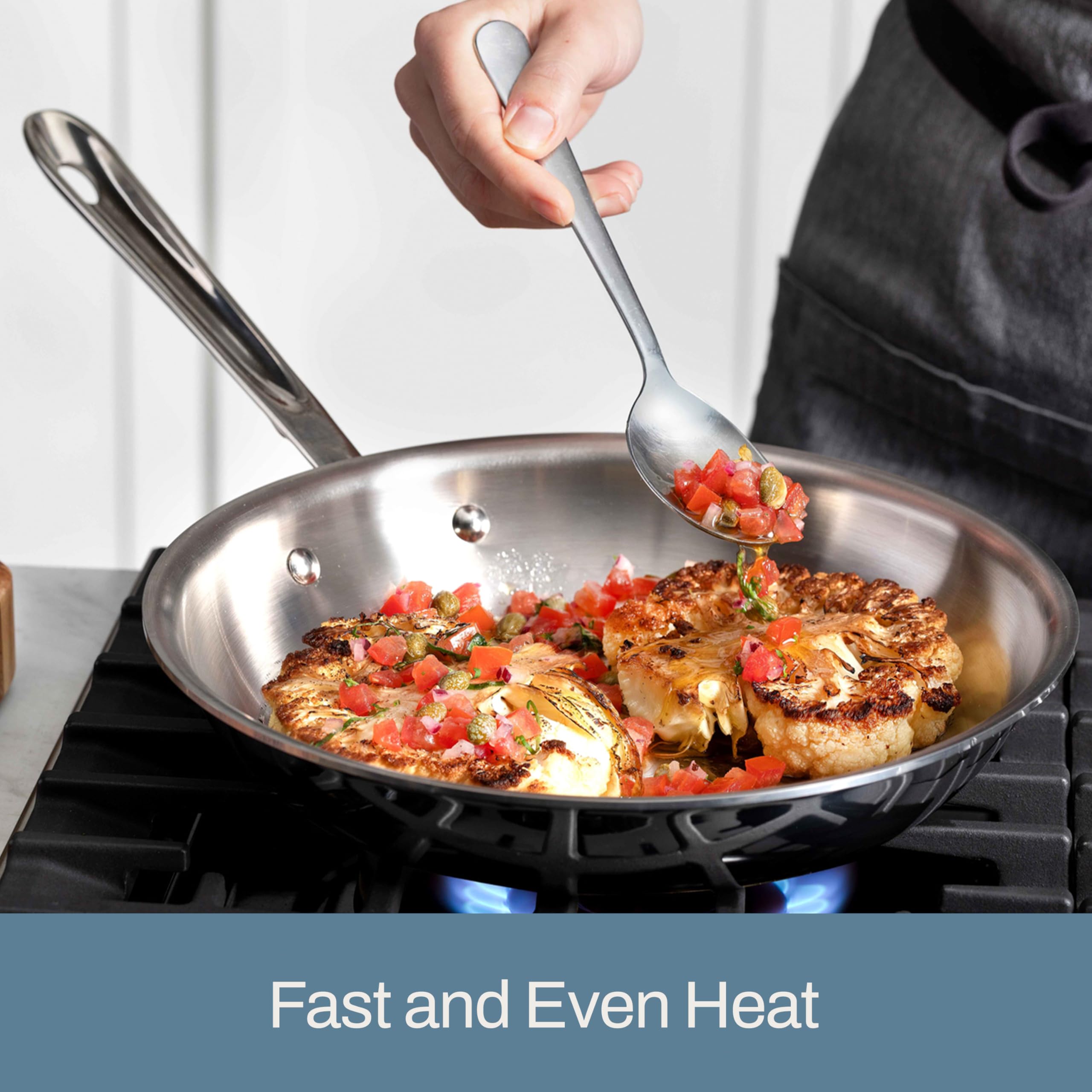 All-Clad D3 8-inch fry pan interior tri-ply close-up