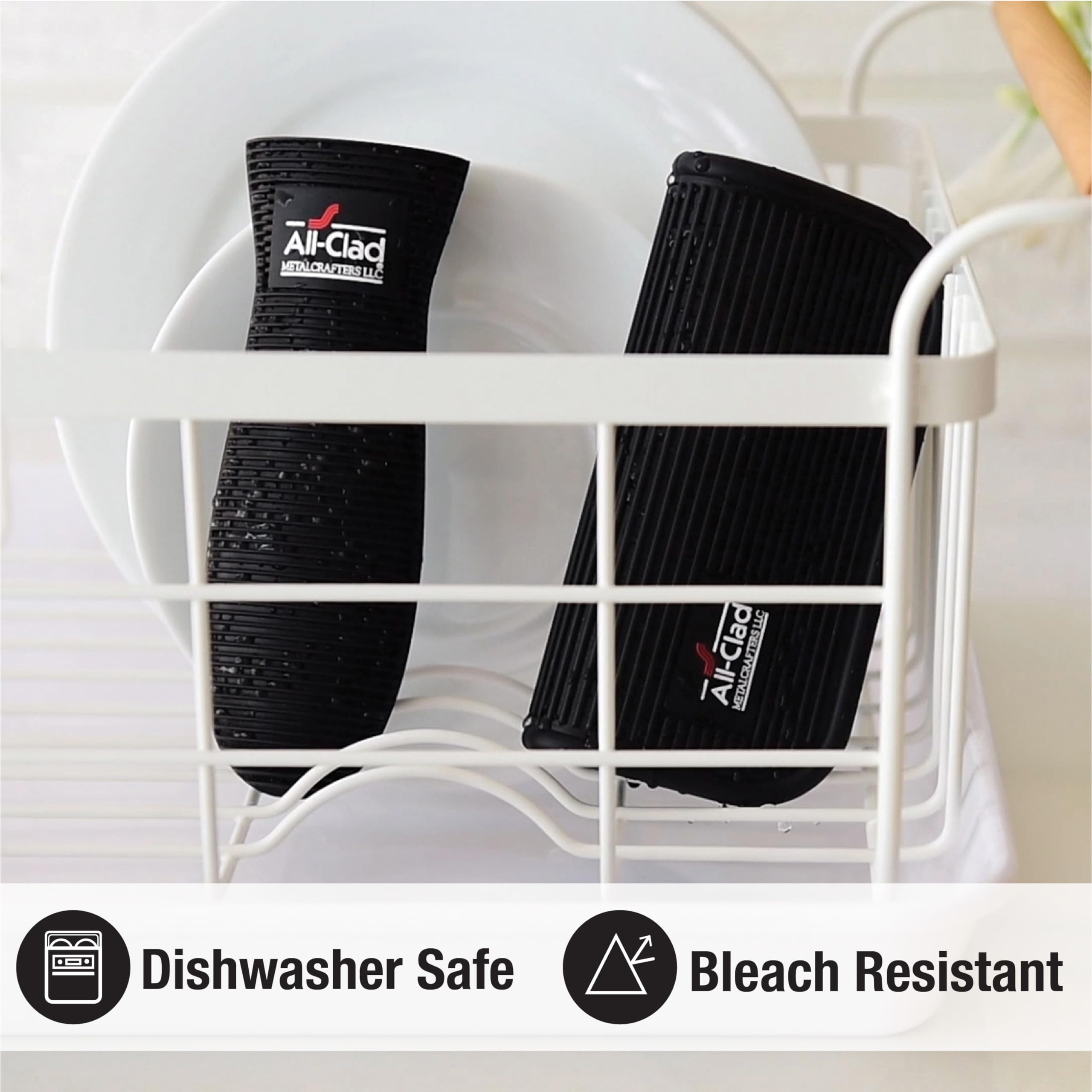 All-Clad dish drying mat absorbs water quickly for hygienic air-drying.