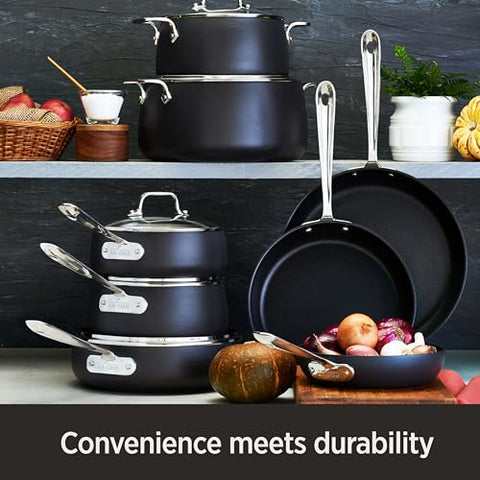 All-Clad HA1 sauté pan with lid on demonstrates moisture retention for simmering.