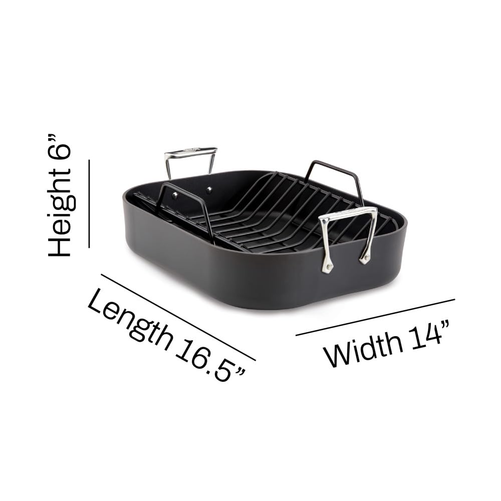 All-Clad V-shaped rack lets juices baste the meat naturally.