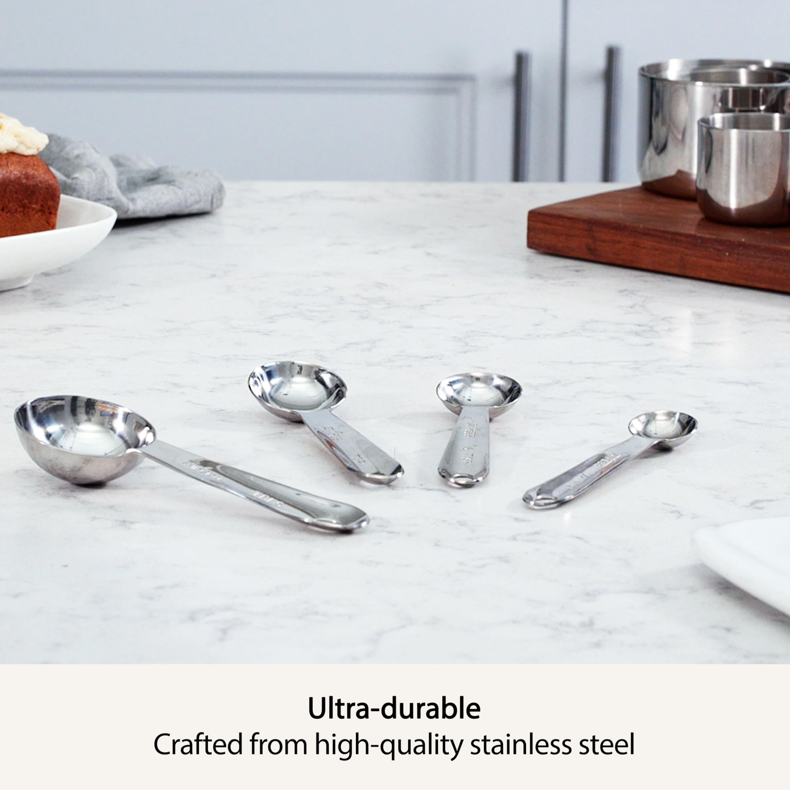 All-Clad half-teaspoon measuring spoon shown with spices for accurate baking measurements