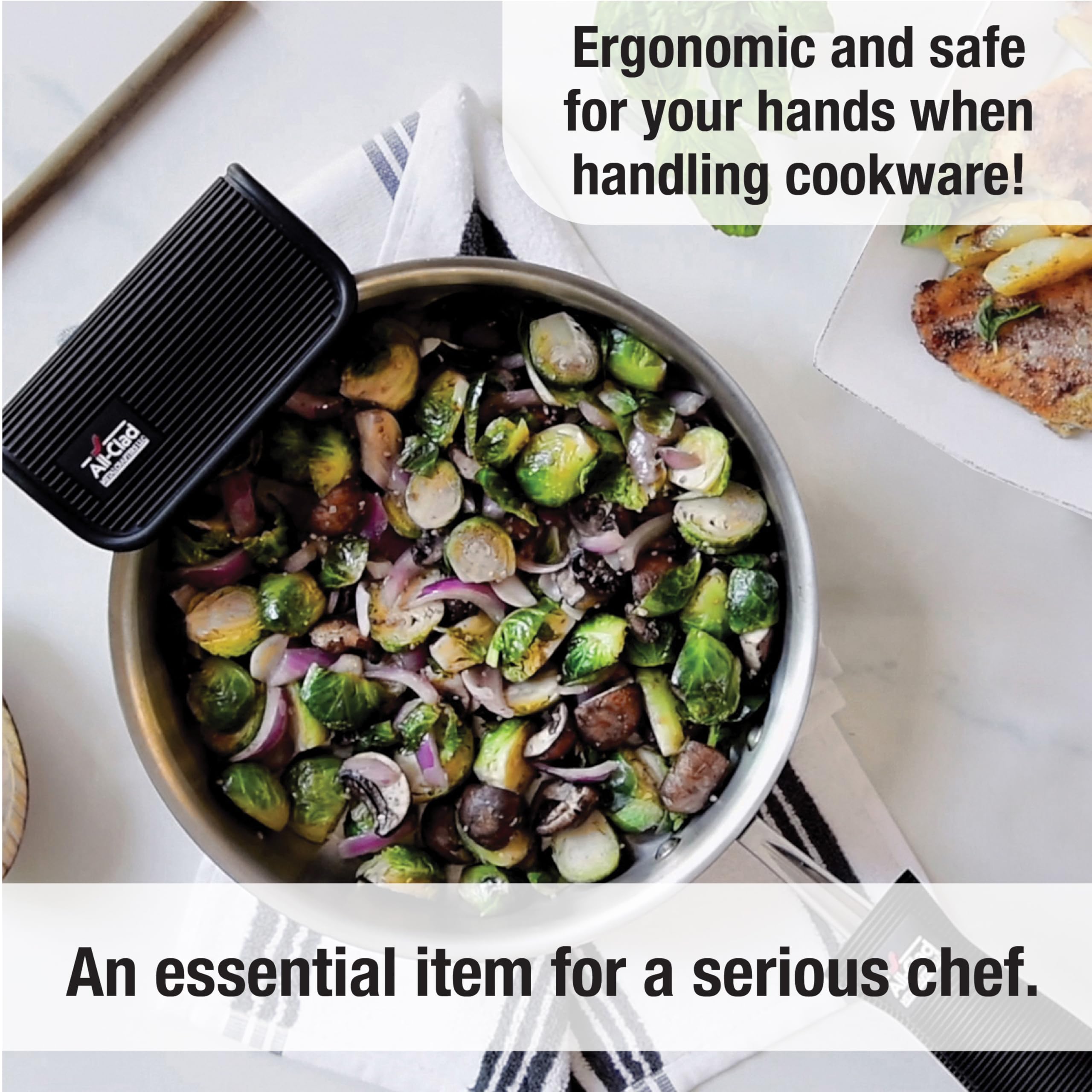 All-Clad pot protectors shown with three sizes to guard cookware during storage.