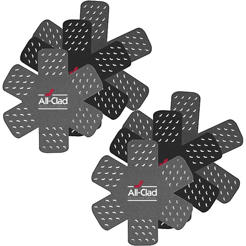All-Clad pot protectors with star pattern protecting 14-inch cookware during storage.