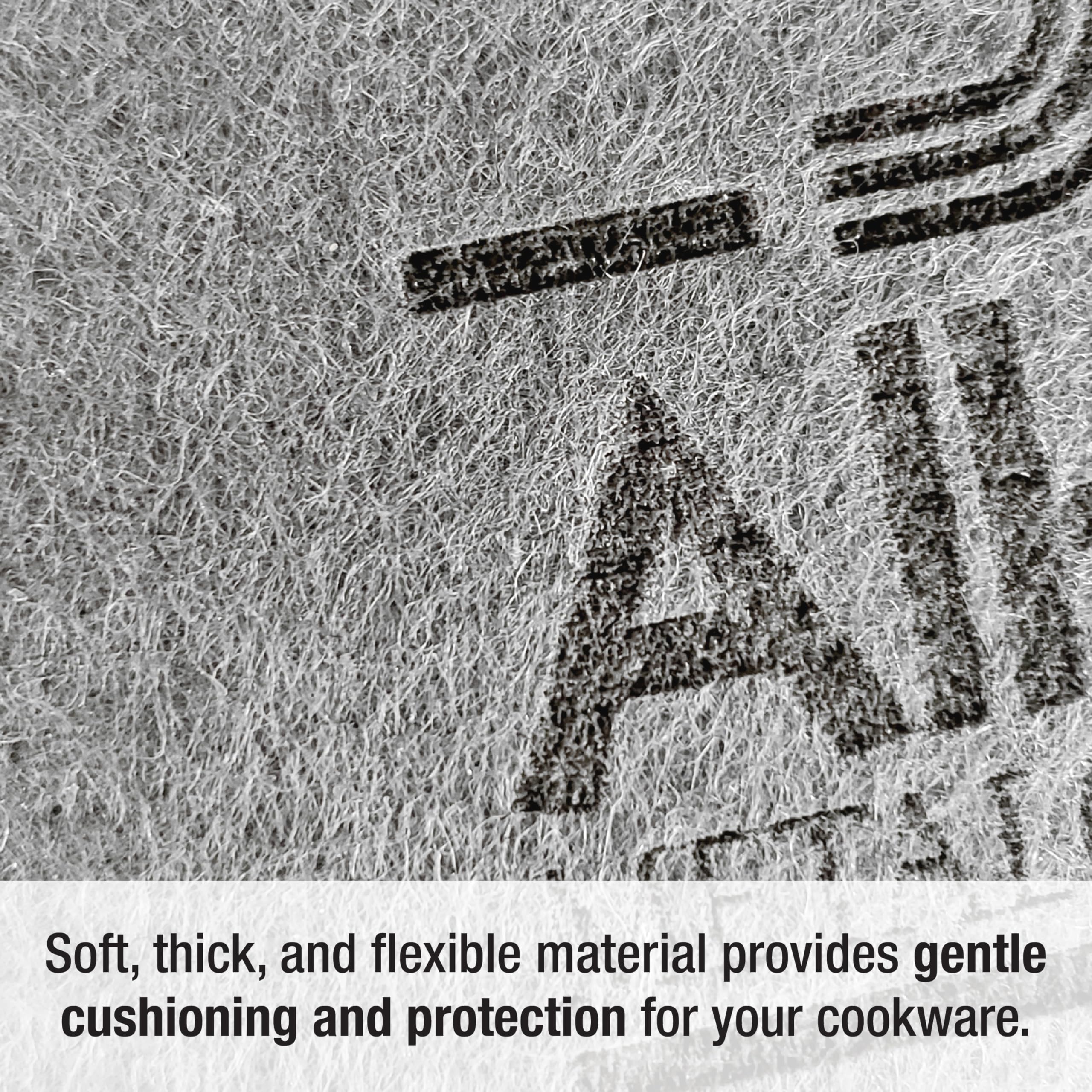 All-Clad 16-inch star-pattern pot protectors cushion large pots for organization.