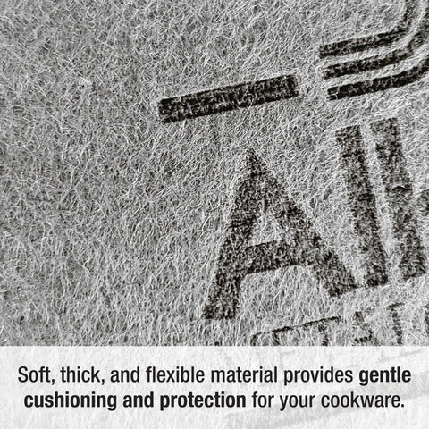 All-Clad 16-inch star-pattern pot protectors cushion large pots for organization.