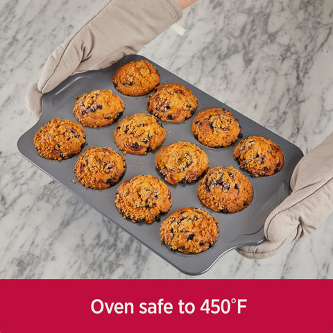 All-Clad Pro-Release muffin pan scratch-resistant coating maintains look.