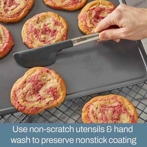 All-Clad Pro-Release 8x8 dishwasher-safe icon indicates easy cleanup.