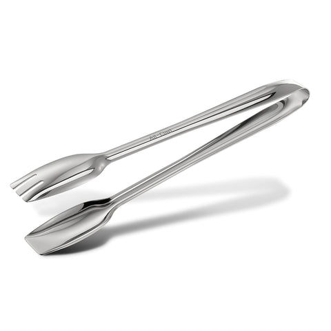 All-Clad serving tongs with wide ends grip bulky foods securely for easy flipping.