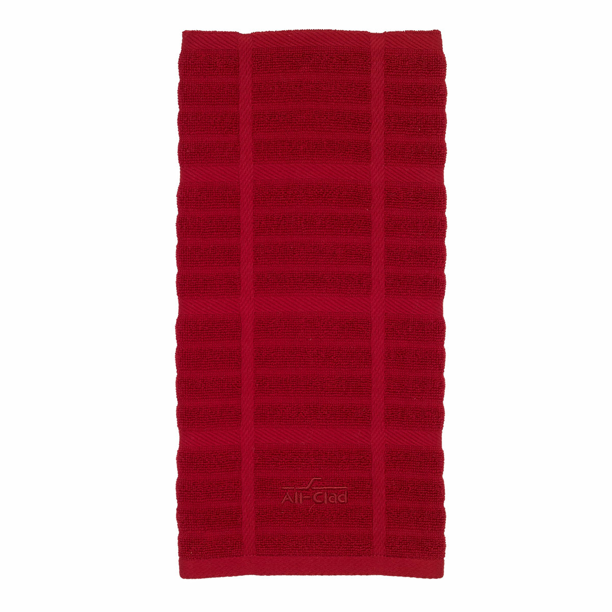 All-Clad Solid Kitchen Towel shows high absorbency for quick dish drying.