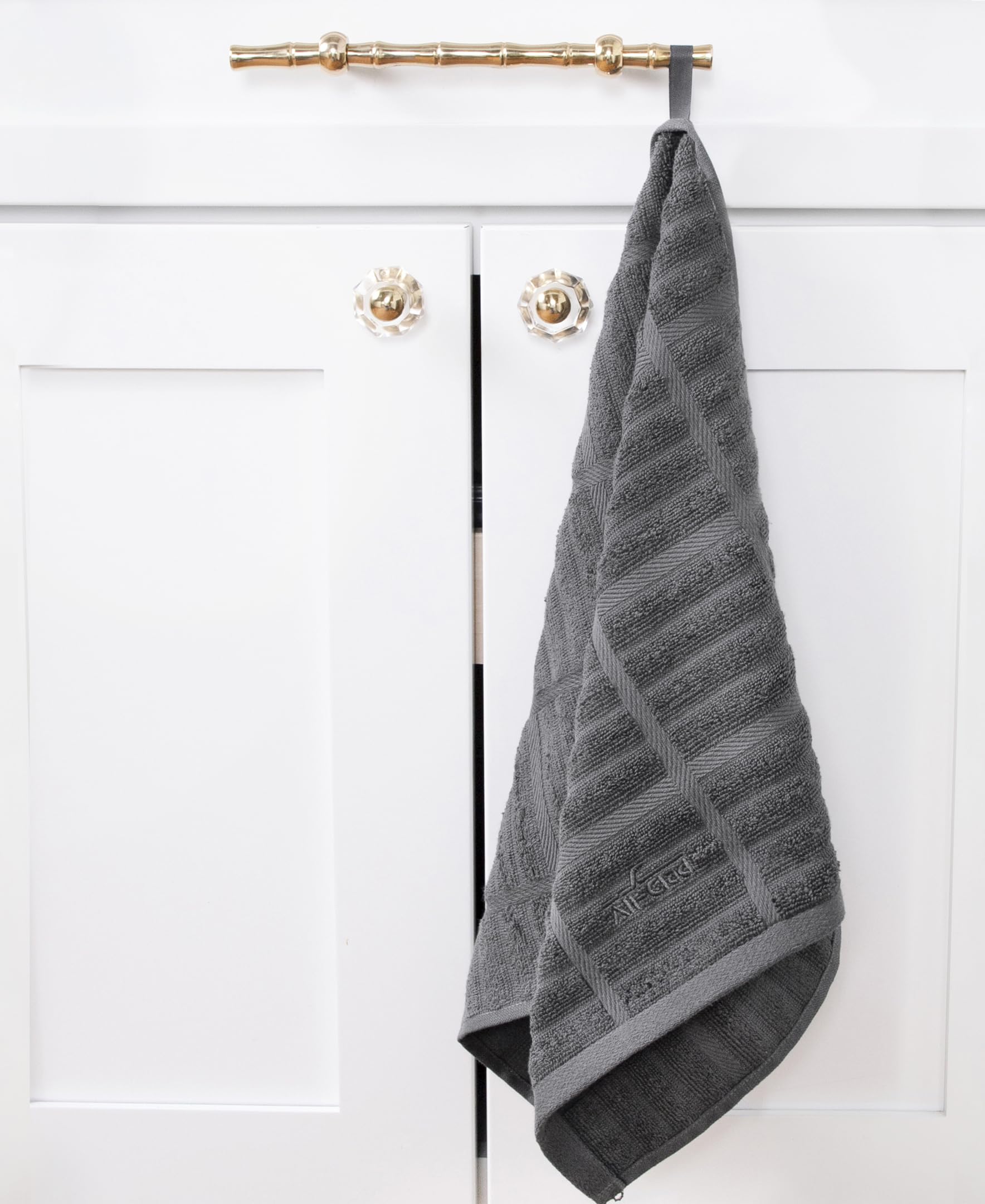 All-Clad Solid Kitchen Towels soft texture close-up ideal for delicate glassware drying.
