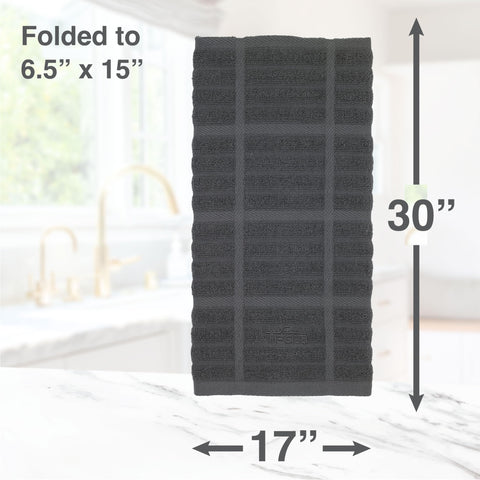 All-Clad Solid Kitchen Towels pewter color complements modern kitchen decor.
