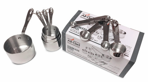 All-Clad measuring spoons 1-2tsp with long handles reach jars.