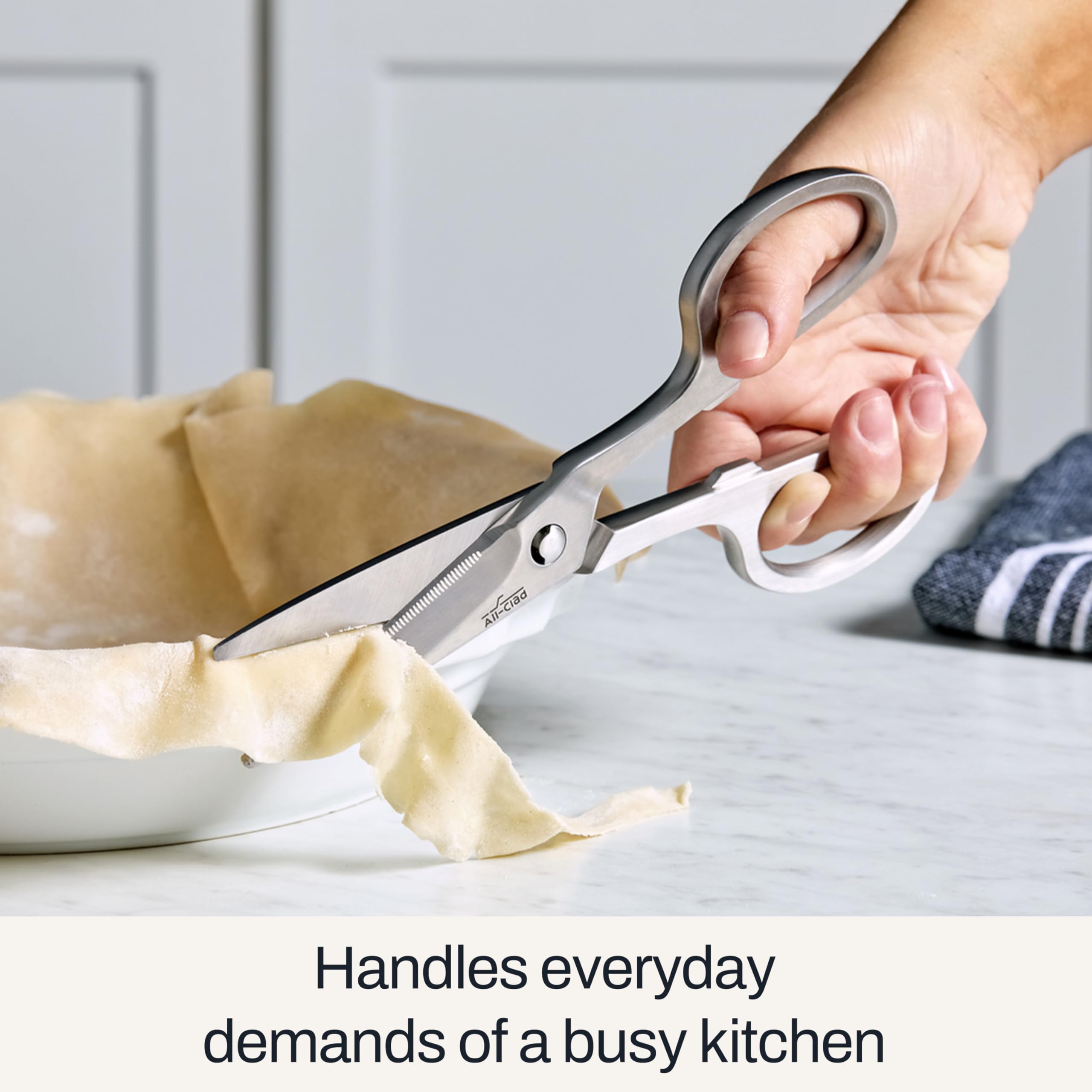 All-Clad stainless steel with ergonomic handle for comfort.